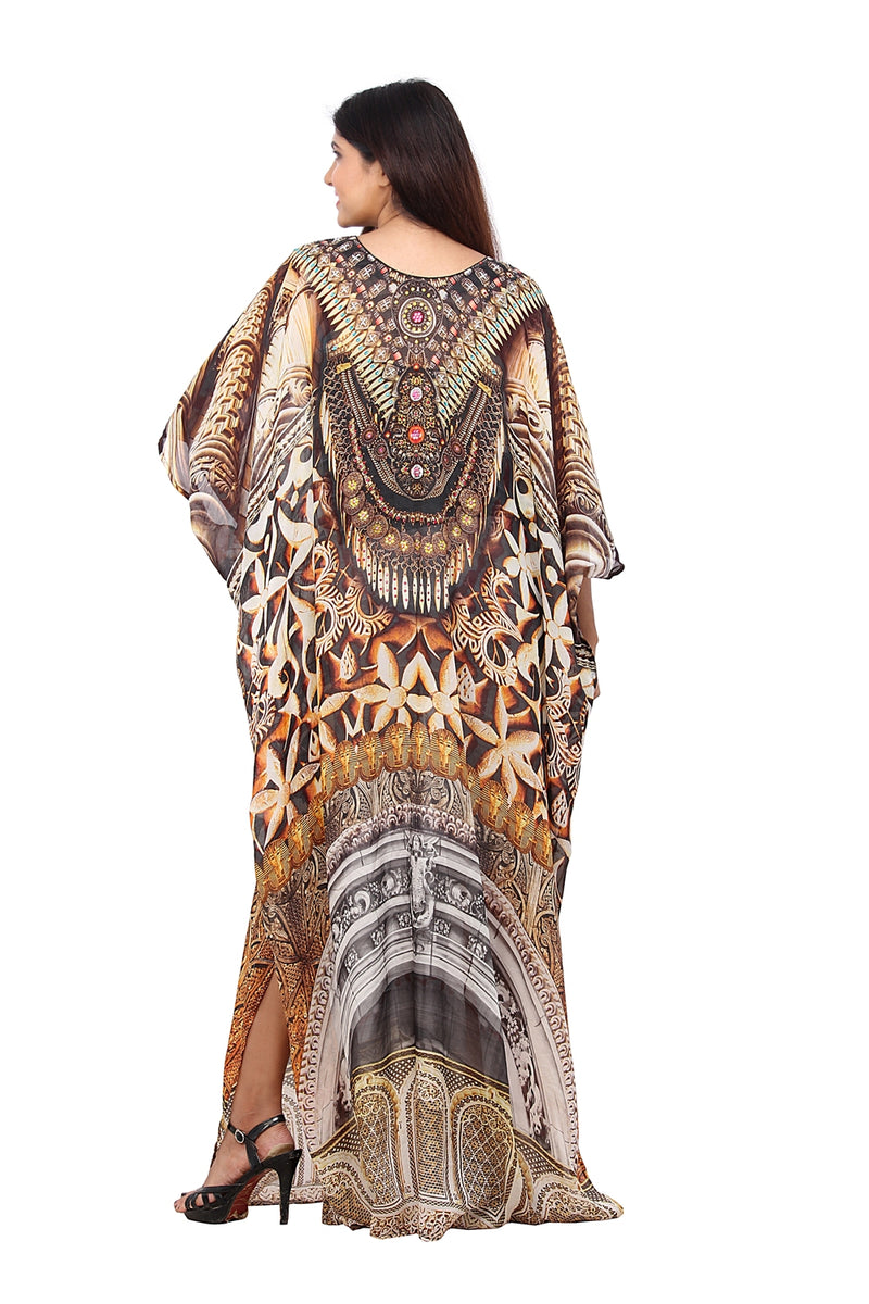 Heavily Emblleshed Maxi Beach Caftan Long Dressysilk Kaftan Beach And Resort Wear Hand Made 