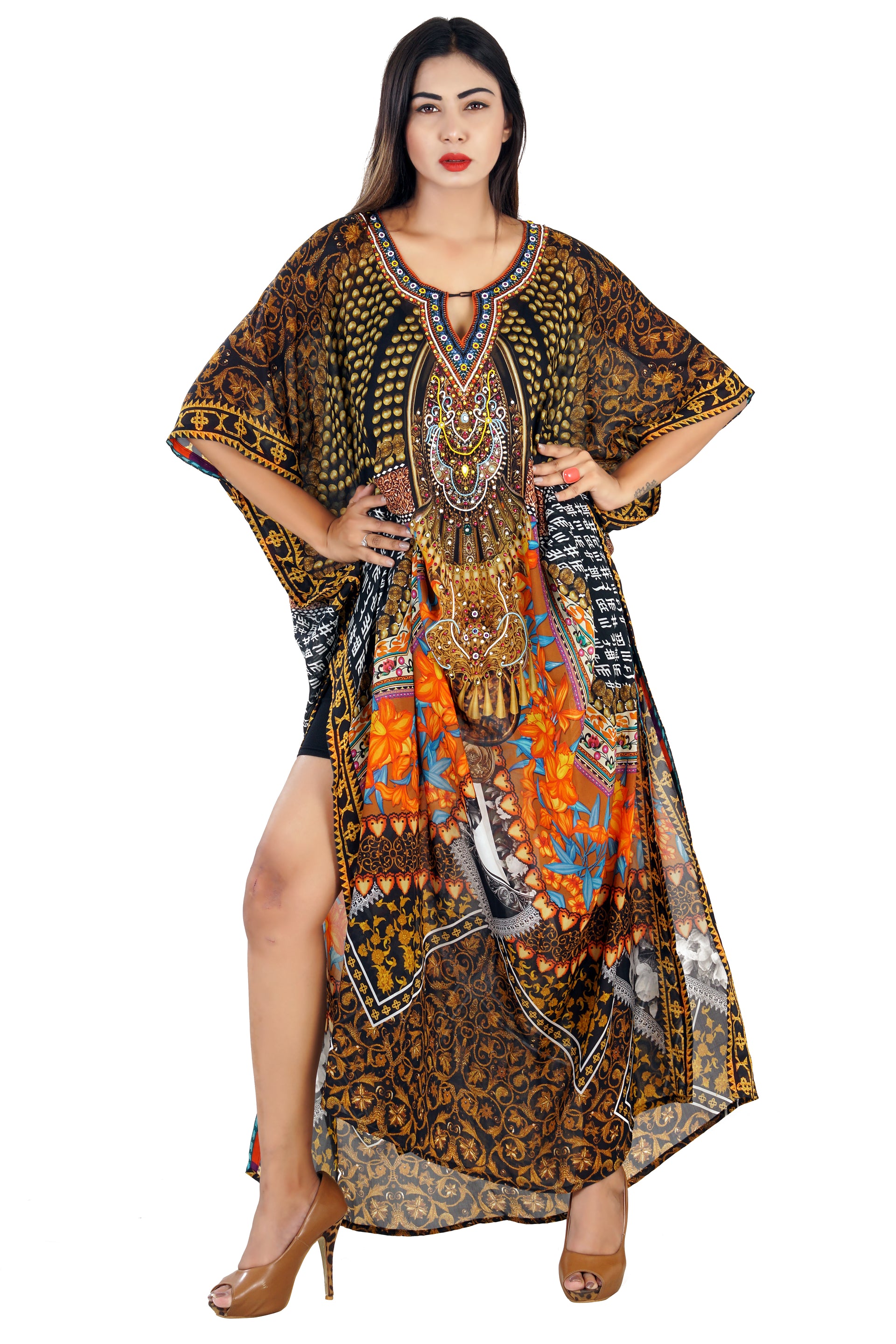 Silk kaftan Beach kaftan dress for woman beaded/beach wear/one piece ...