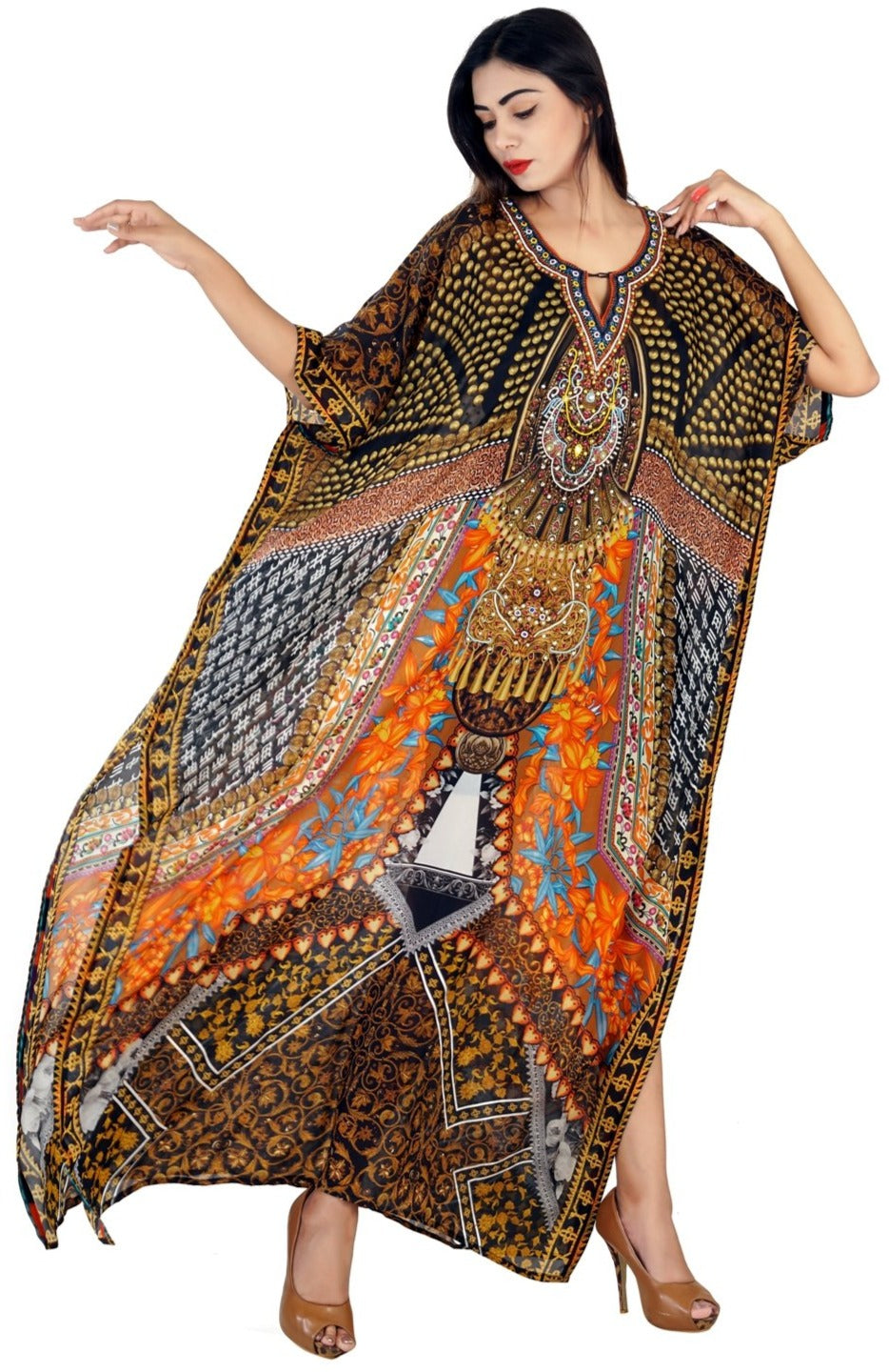 Silk kaftan Beach kaftan dress for woman beaded/beach wear/one piece ...