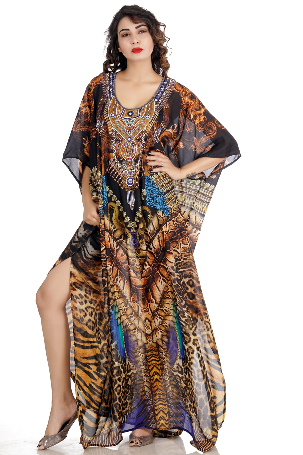 Animal Print Beach Wear Kaftan dress for woman beaded/beach wear/one ...