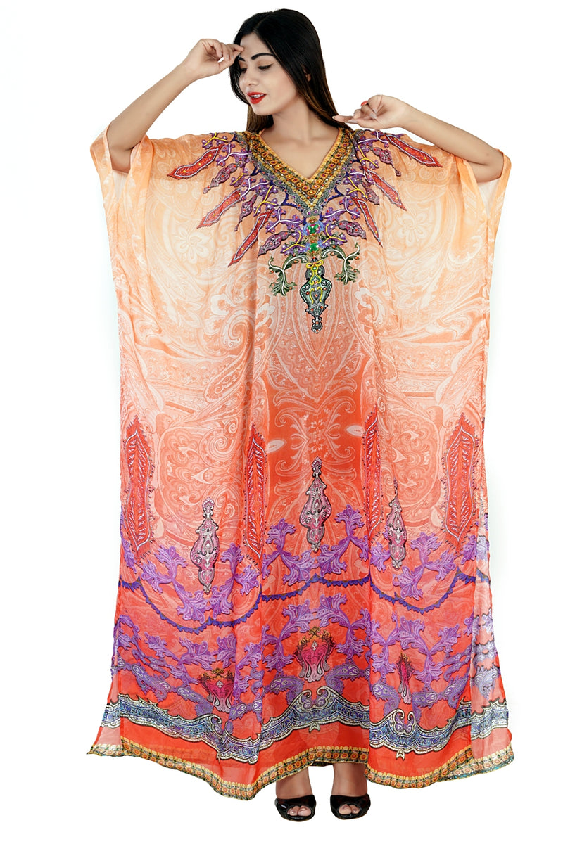 Enthralled Tribal approach Silk Kaftan of Full length amiable and fash ...