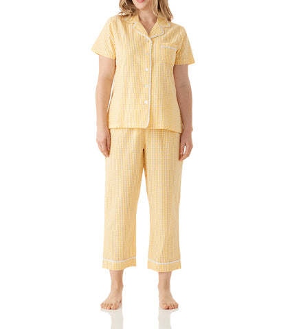 Yellow Summer Country Pyjama Set with 7/8 Pant as seen on Studio 10