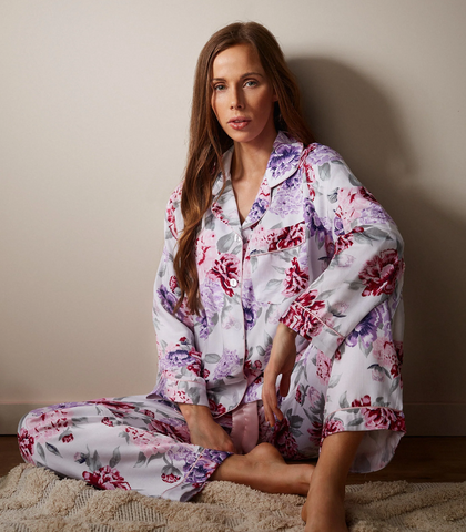 Emilia Floral Viscose Cotton Pyjama Set | Moisture-wicking Pyjamas