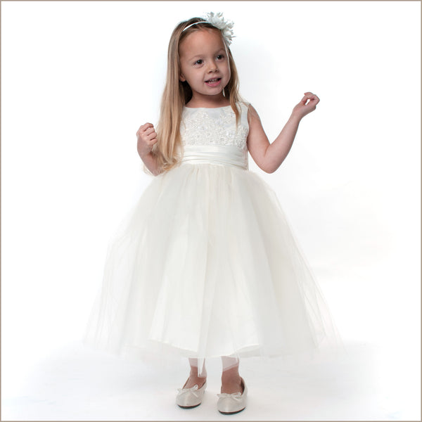 Willow Embroidered ivory flower girl dress Demigella