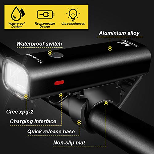 victgoal usb rechargeable bicycle light set 400 lumen