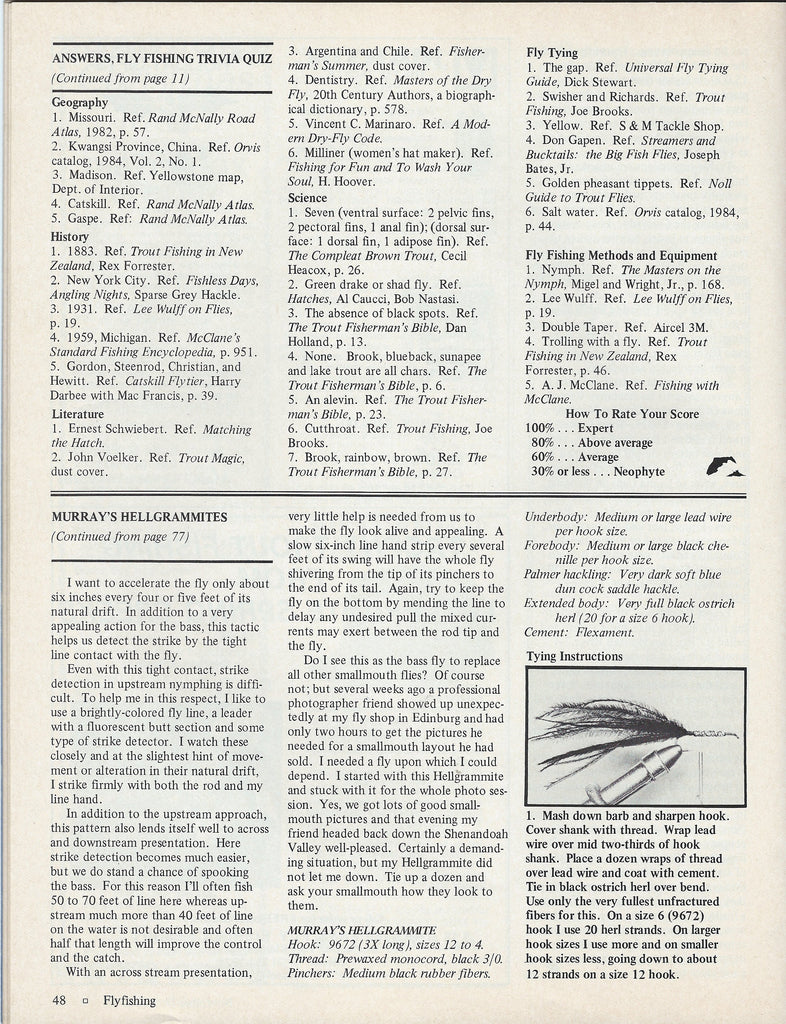 Murray's Hellgrammite Fly Tying Instruction from Flyfishing Magazine December 1985