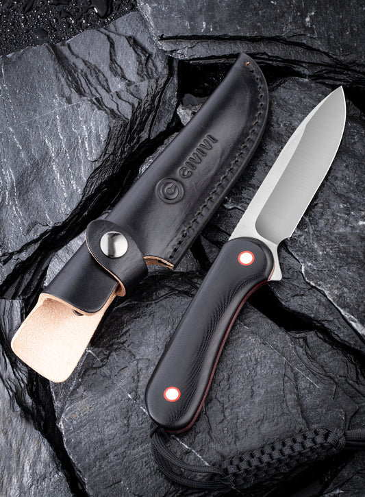 Case®  Grooved Leather USMC® Knife w/ Leather Sheath –