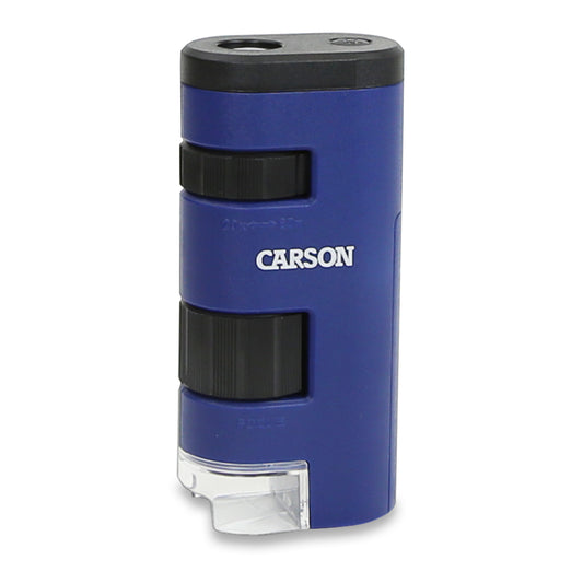  Carson MicroFlip 100x-250x LED and UV Lighted Pocket Microscope  with Flip Down Slide Base and Smartphone Digiscoping Clip Bundle Included  with 24 Prepared Insect and Animal Slides (MP-250BUN) : Industrial 