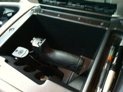 handgun mounted in chevy avalanche angle 1 console box