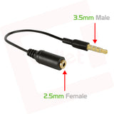 CN35M25F - 3.5mm MALE TO 2.5mm FEMALE CONNECTOR