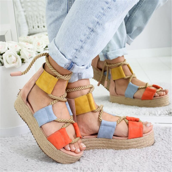 color platform sandals