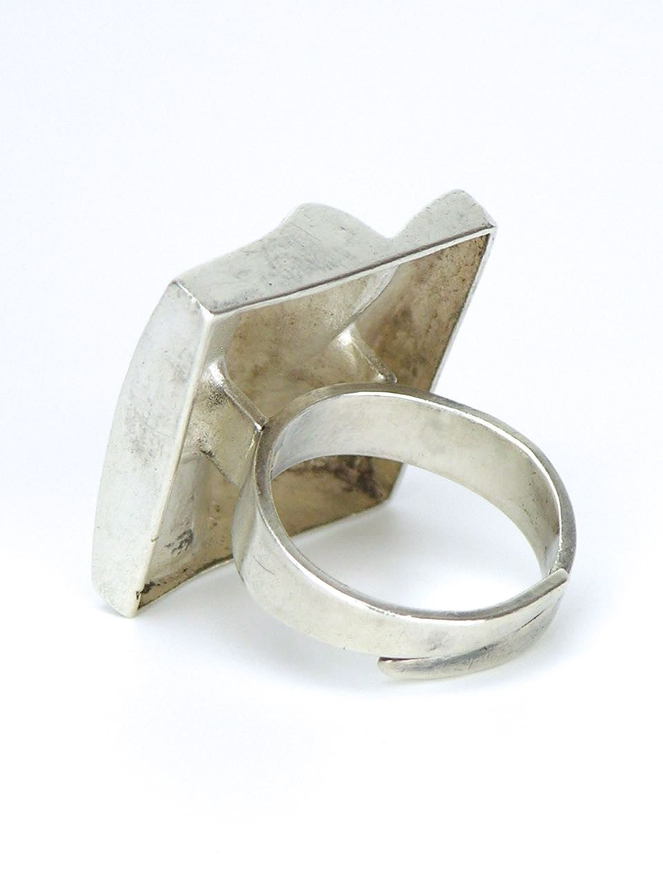 セール！ Vintage Silver Mesh Square Ring 925×K14