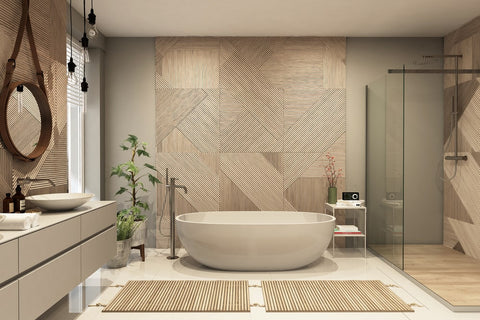 Idee für ein modernes Badezimmer: Modernes Badezimmer mit Holzdekor im öko-Stil