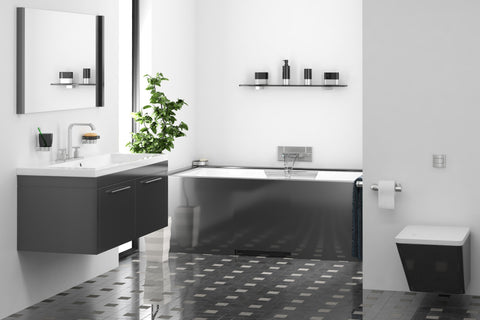 Idee für Badsanierung: Schwarz-weißes Badezimmer
