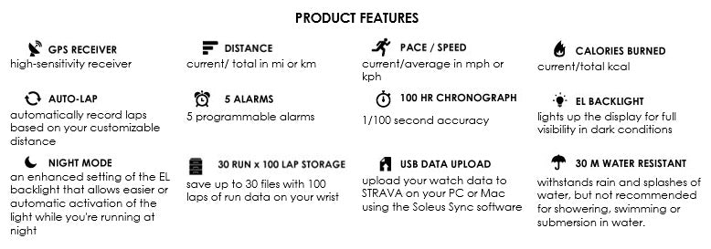 soleus gps fly product features