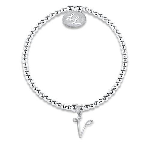 Sterling Silver Letter R crystal Bracelet - Tzefira