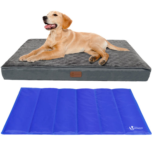 Matelas panier pour chien avec tapis gel rafraichissant amovible 90x68cm - VOUNOT FR