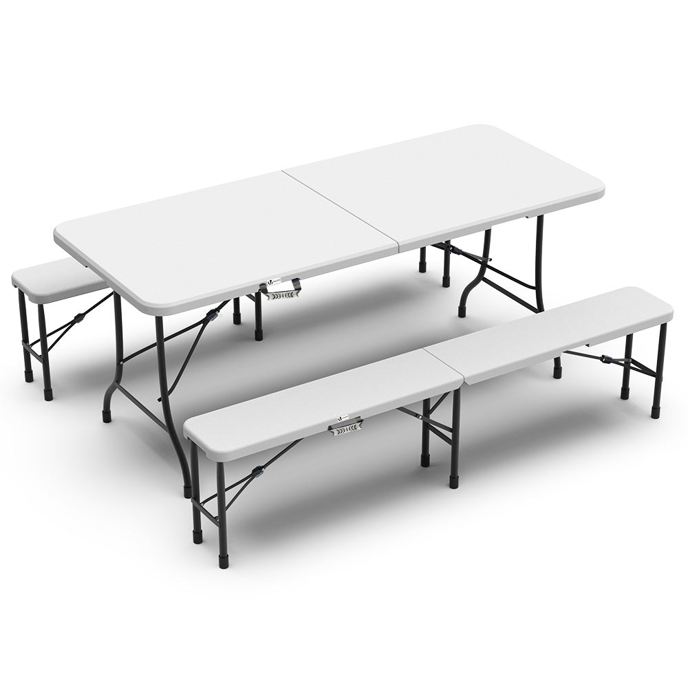 Ensemble Table Bancs Camping Pliable - Table Buffet Banc Pliant