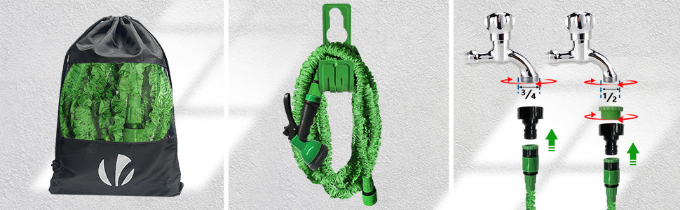 Tuyau d'arrosage extenseau extensible hose retractable 30 mètres et pistolet  - achat accessoire bricolage - InnovMania