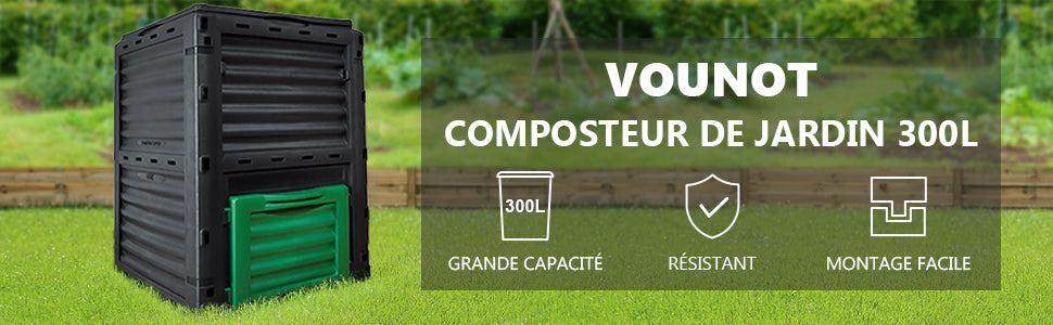 SkyLantern Composteur de Jardin 300L Vert Polypropylène - Bac à