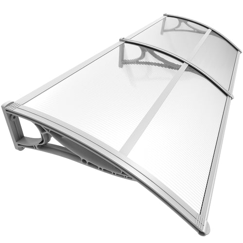 Auvent de porte marquise 200x80 cm transparent en Polycarbonate anti UV - VOUNOT FR