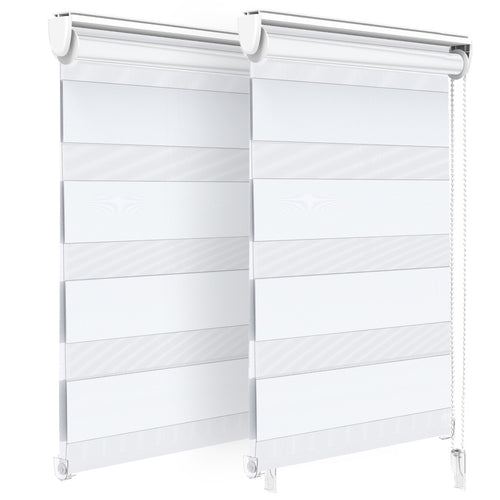 Lot de 2 Store enrouleur jour nuit double 50x150cm Blanc - VOUNOT FR