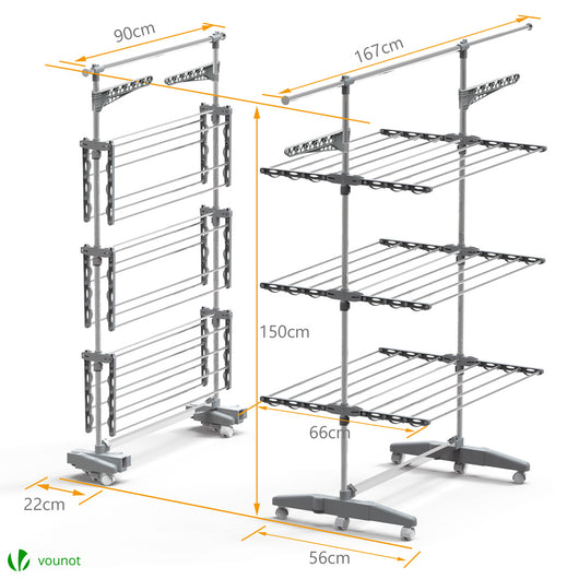 vounot Séchoir à Linge Deluxe Grande Capacité avec roulettes et Maille  Etendoir Extensible Pliable Multifonction Imitation Bois 30m de Séchage  pour Usage Intérieur 180x105x61cm Blanc : : Cuisine et Maison