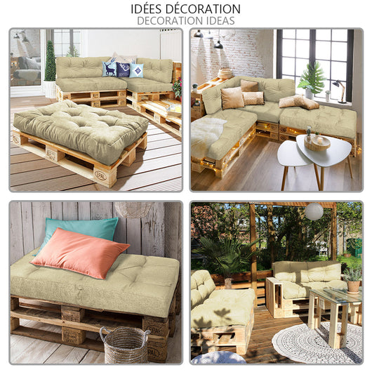 Lot de 2 Coussins pour palettes en bois beige