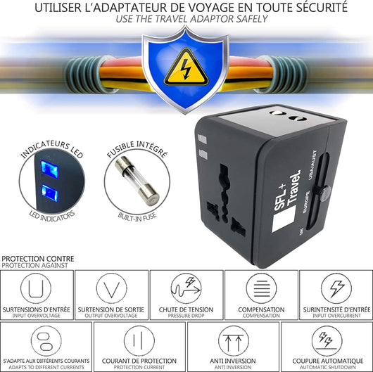 Adaptateur de voyage universel avec prise USB - Clinique de Santé  Respiratoire des Sommets