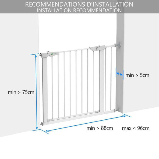 Barriere de securite porte et escalier 75-84cm blanc pour animaux