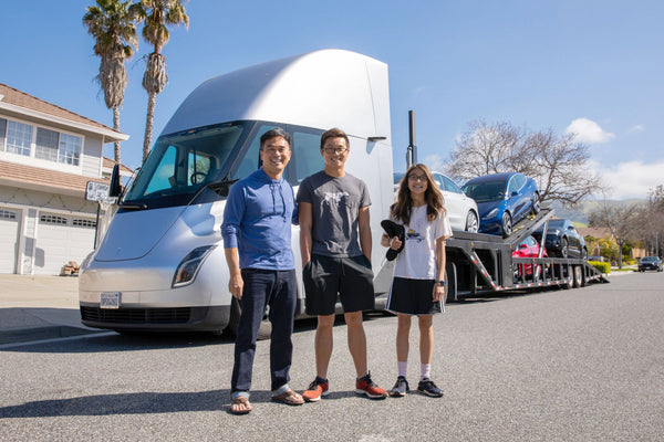 Tesla customer gets his vehicle delivered by the Tesla Semi Truck
