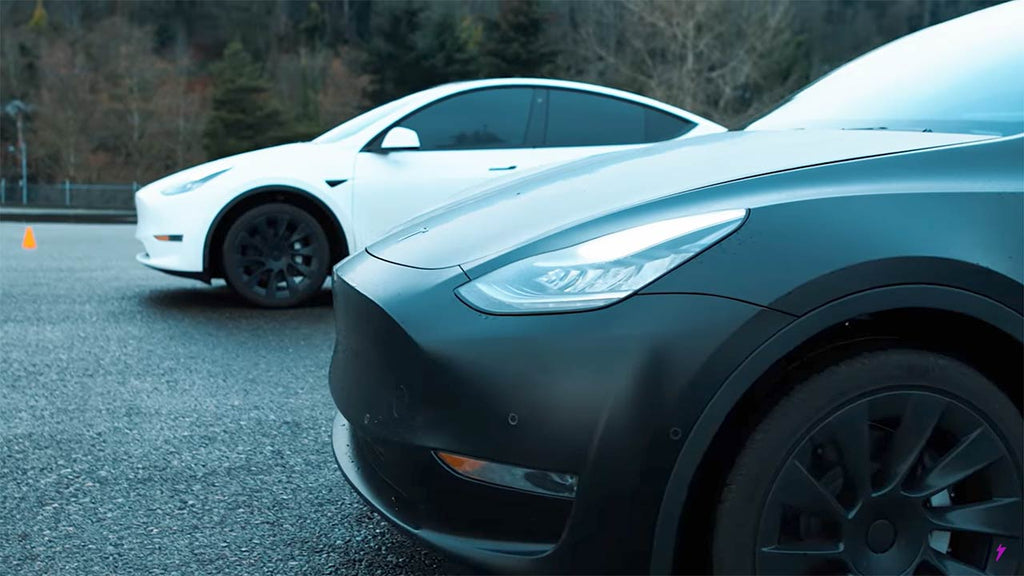 Tesla Model Y vs. Model Y drag race.