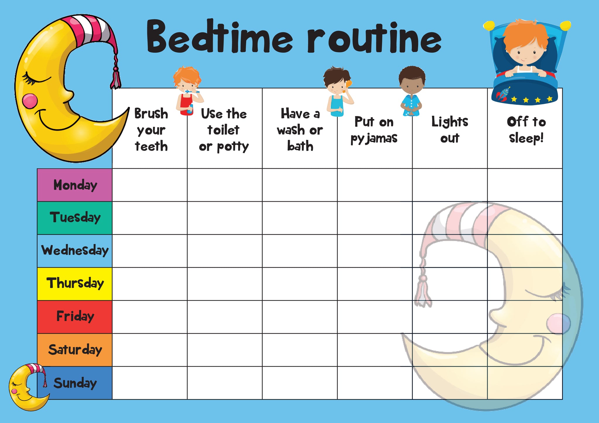 Free Printable Bedtime Routine Charts With Pictures