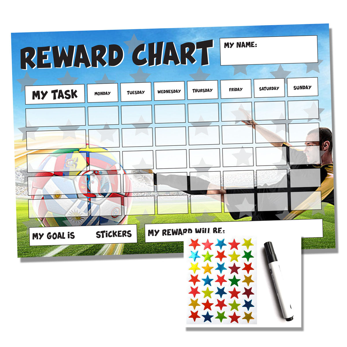 football-a4-childrens-reward-chart-sticker-chart-rewarding-designs