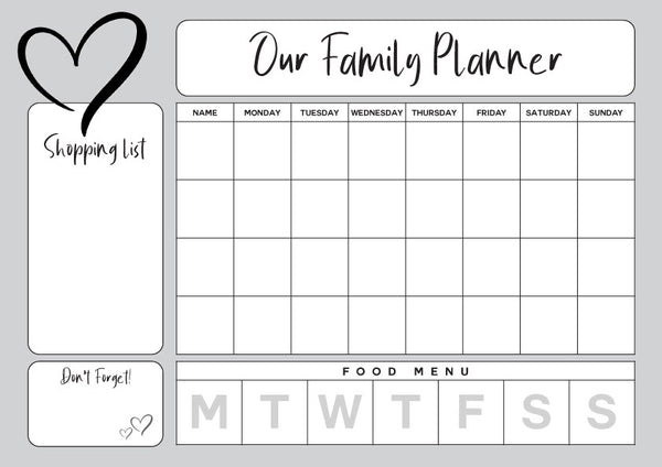 Personalised Magnetic Family Activity / Meal Planner 2