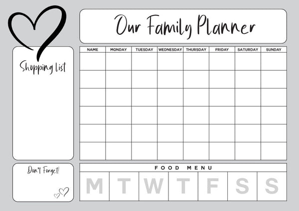 Personalised Magnetic Family Activity / Meal Planner 3