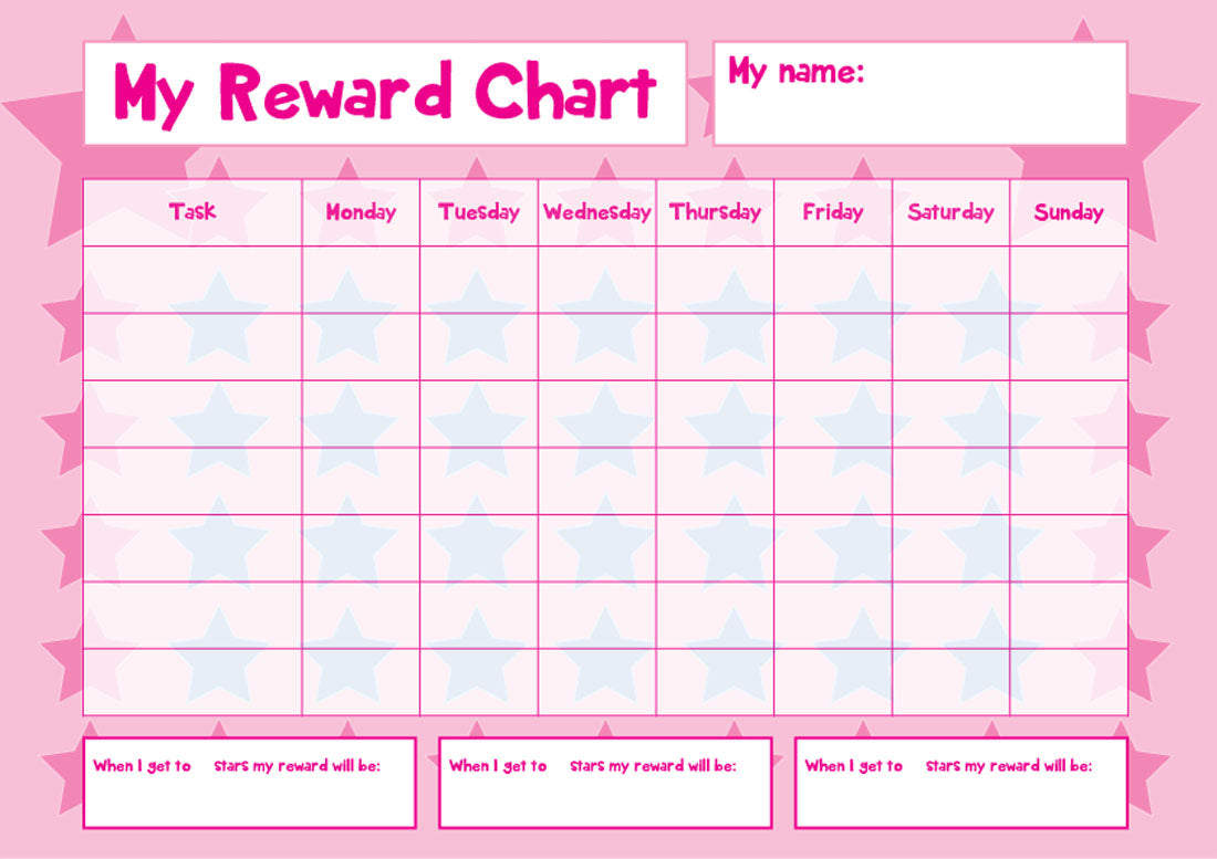 Pink A4 Childrens Reward Chart - Sticker Chart – Rewarding Designs