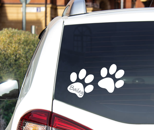 Dog Paw Prints with Name - Car Sticker 0
