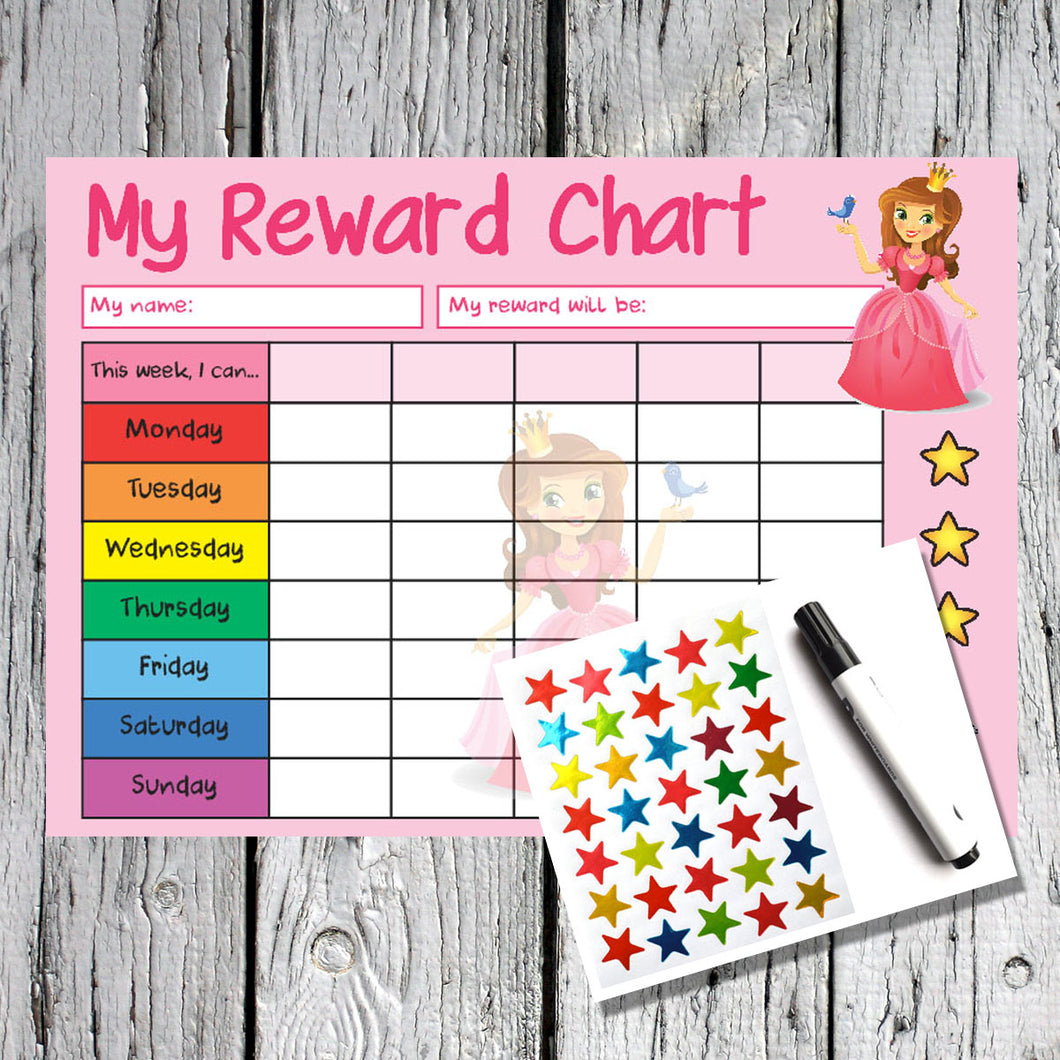 Princess A4 Reward Chart – Rewarding Designs