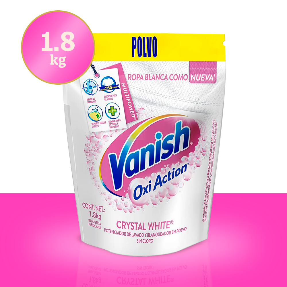 Vanish® Quitamanchas en Polvo para Ropa Blanca Oxi Action® Crystal Whi –  EnfaShop MX
