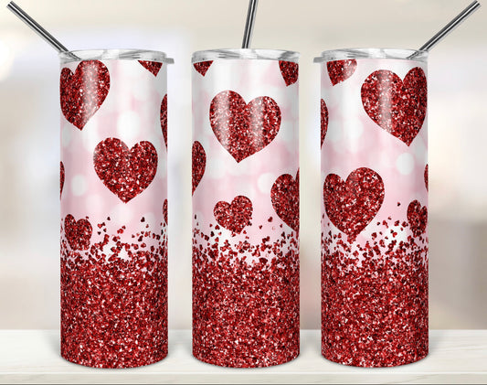 Valentine Glitter Heart 20oz Tumbler PNG Graphic by Mockup Station