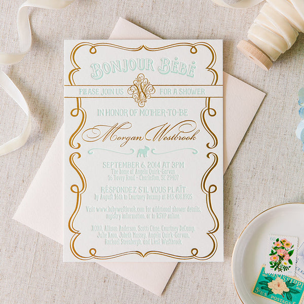 Bonjour Bebe Baby Shower Invitation - Scotti Cline Designs