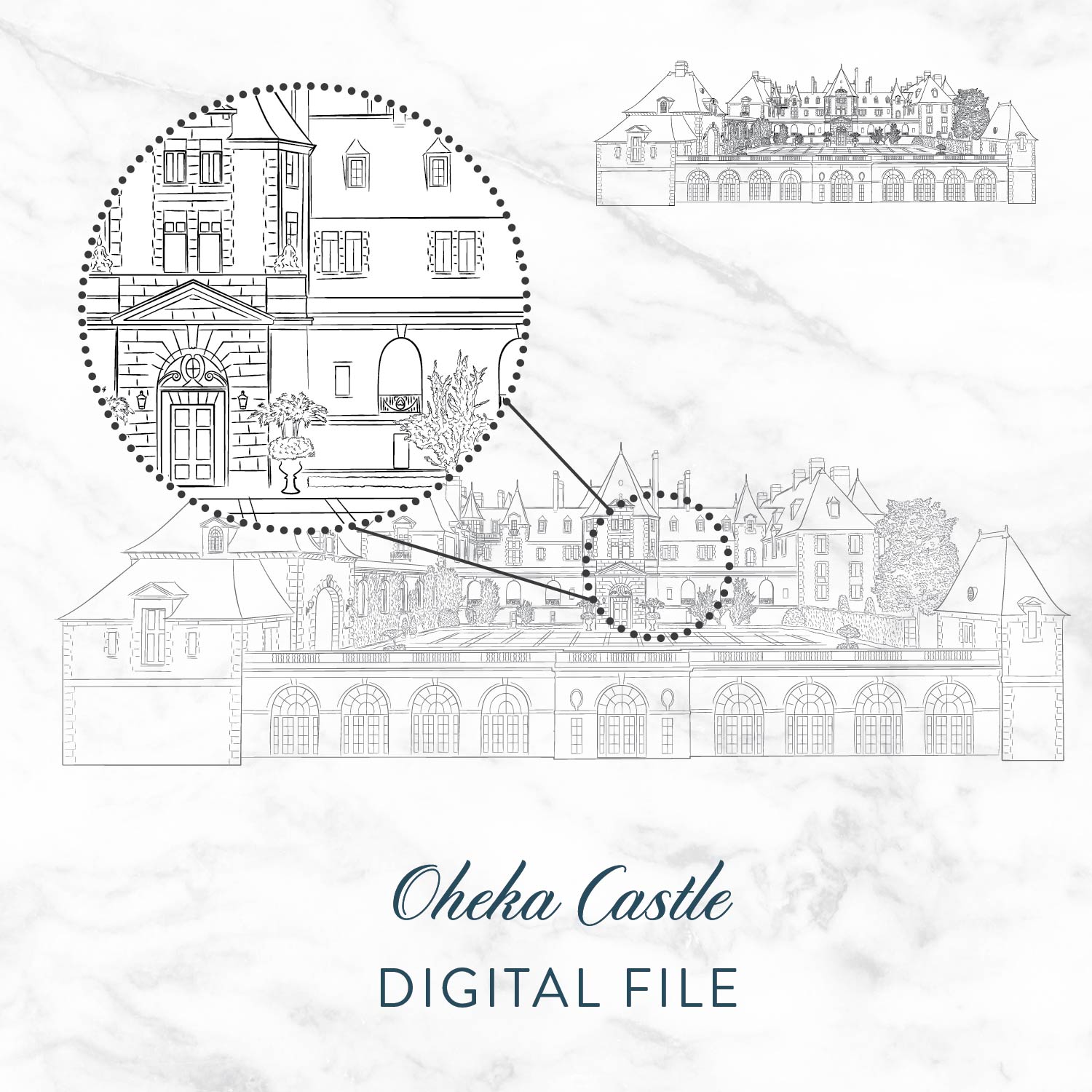 Oheka Castle Sketch Digital File