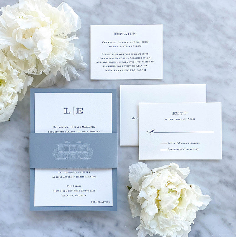 Dusty Blue Romantic Wedding Invitation Suite — Wedding Invitations