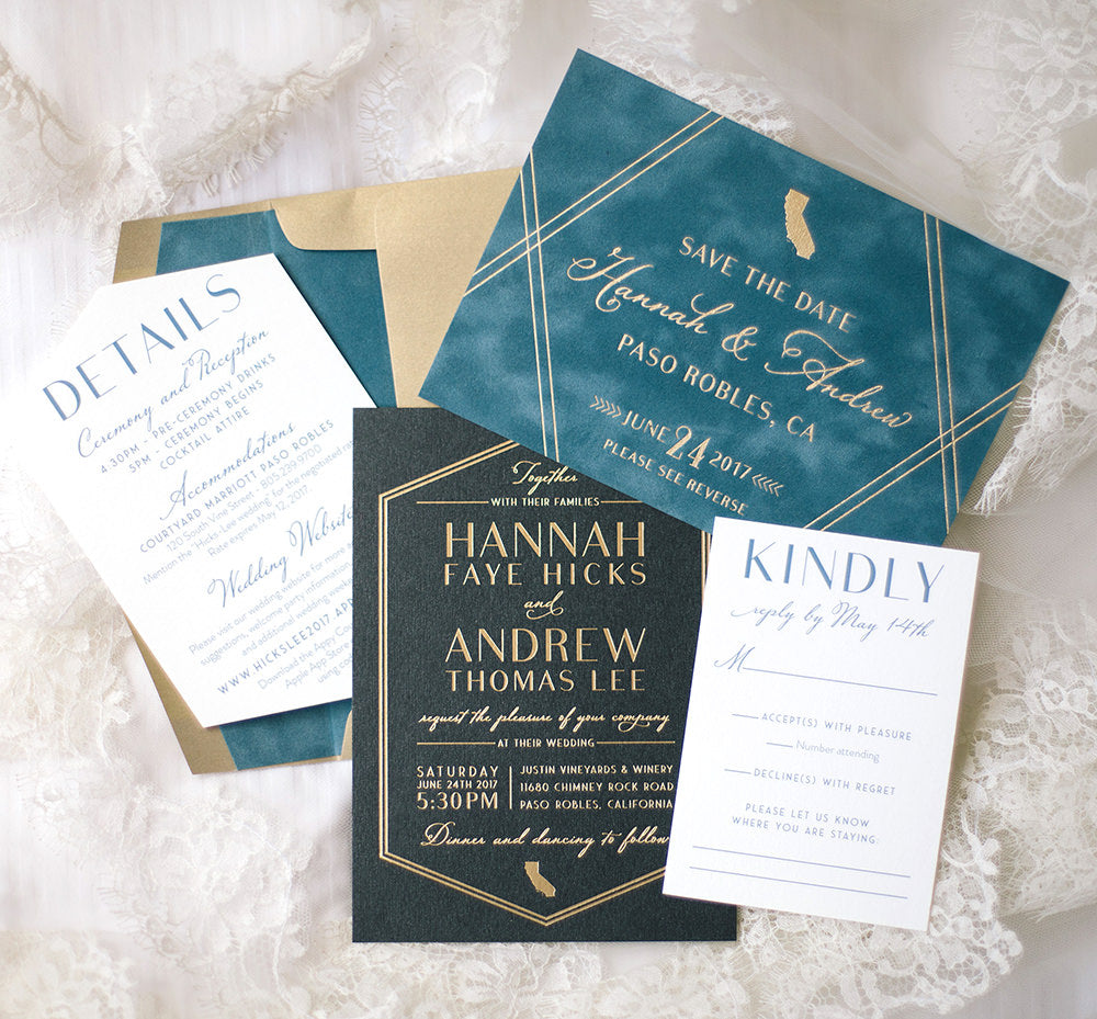 Acrylic and Gold Foil Wedding Invitation - Scotti Cline Designs