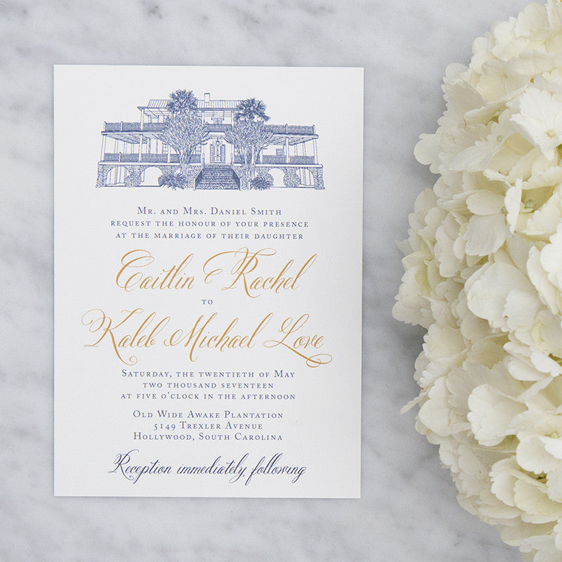 Classic Monogram Letterpress Wedding Invitation - Scotti Cline Designs