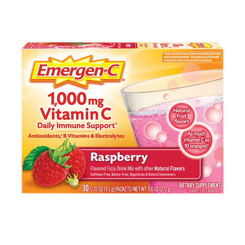 Emergen-C Vitamin C Drink Mix Packets Raspberry 30 pkts By Emergen-C
