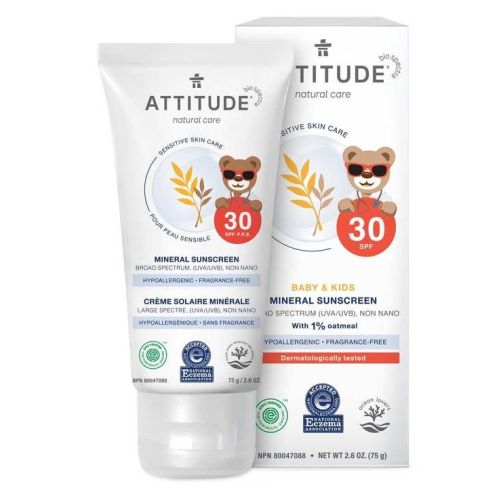 Sensitive Skin Care 100% Mineral Sunscreen Baby 2.5 Oz by Attitude