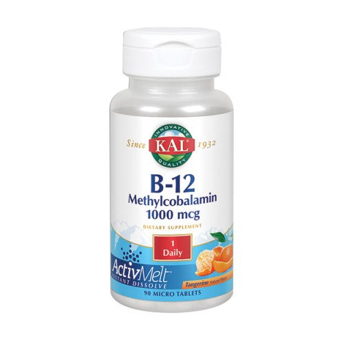  Kal B12 Methylcobalamin Activ Melt Vegetarian   Tangerine 90 Count