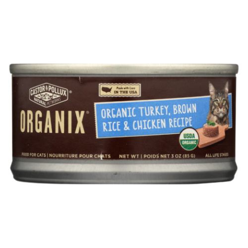 Organic Turkey Cat Food & Chicken Recipe Brown Rice 3 Oz by Castor & Pollux